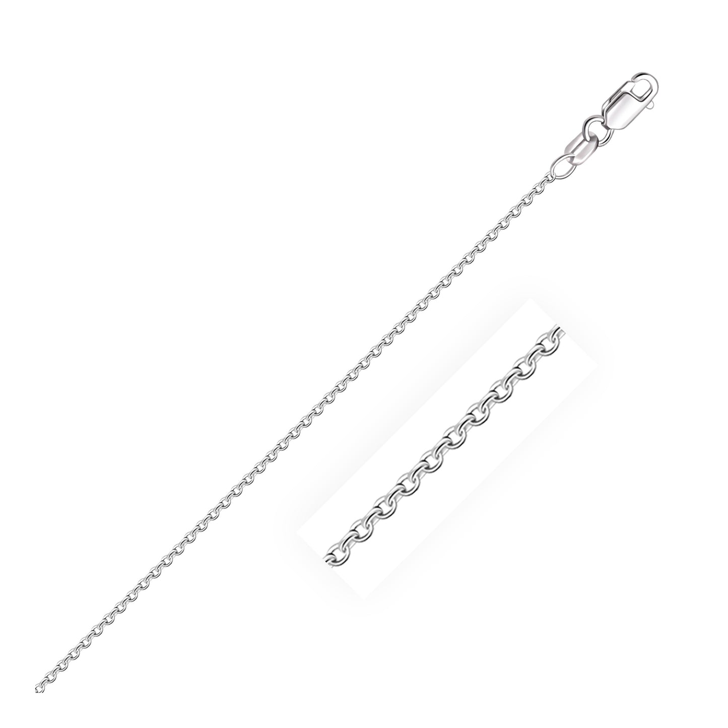 18k White Gold Round Cable Chain (1.50 mm)