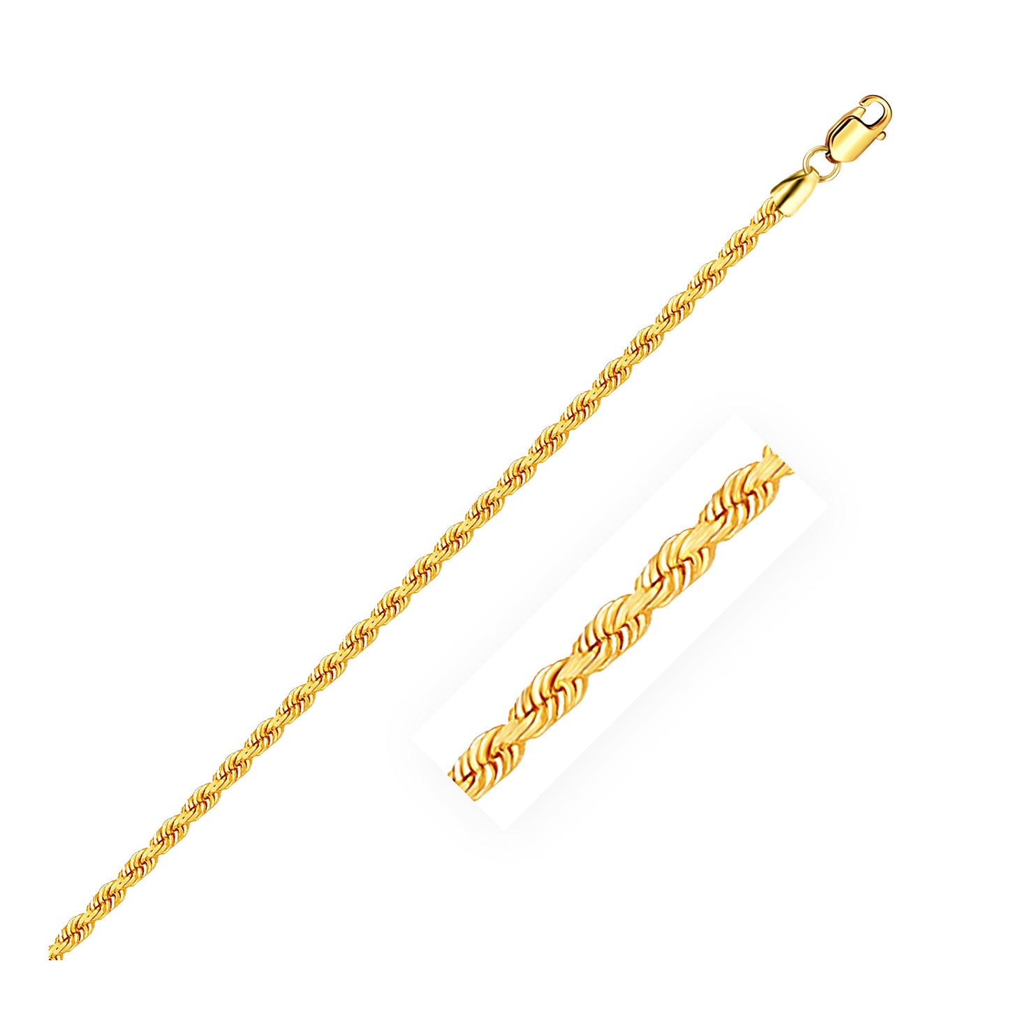 14k Yellow Gold Solid Rope Bracelet (2.50 mm)