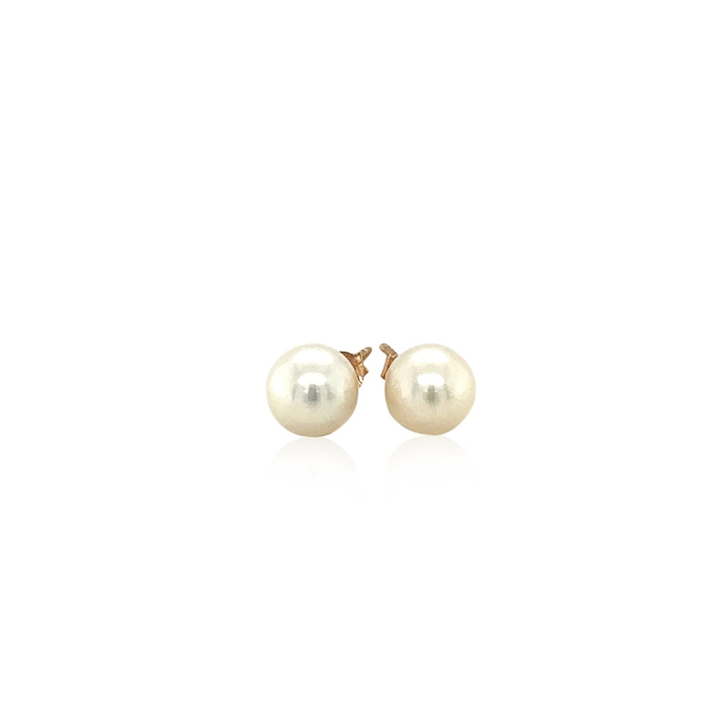 14k Yellow Gold Freshwater Cultured White Pearl Stud Earrings (6mm)