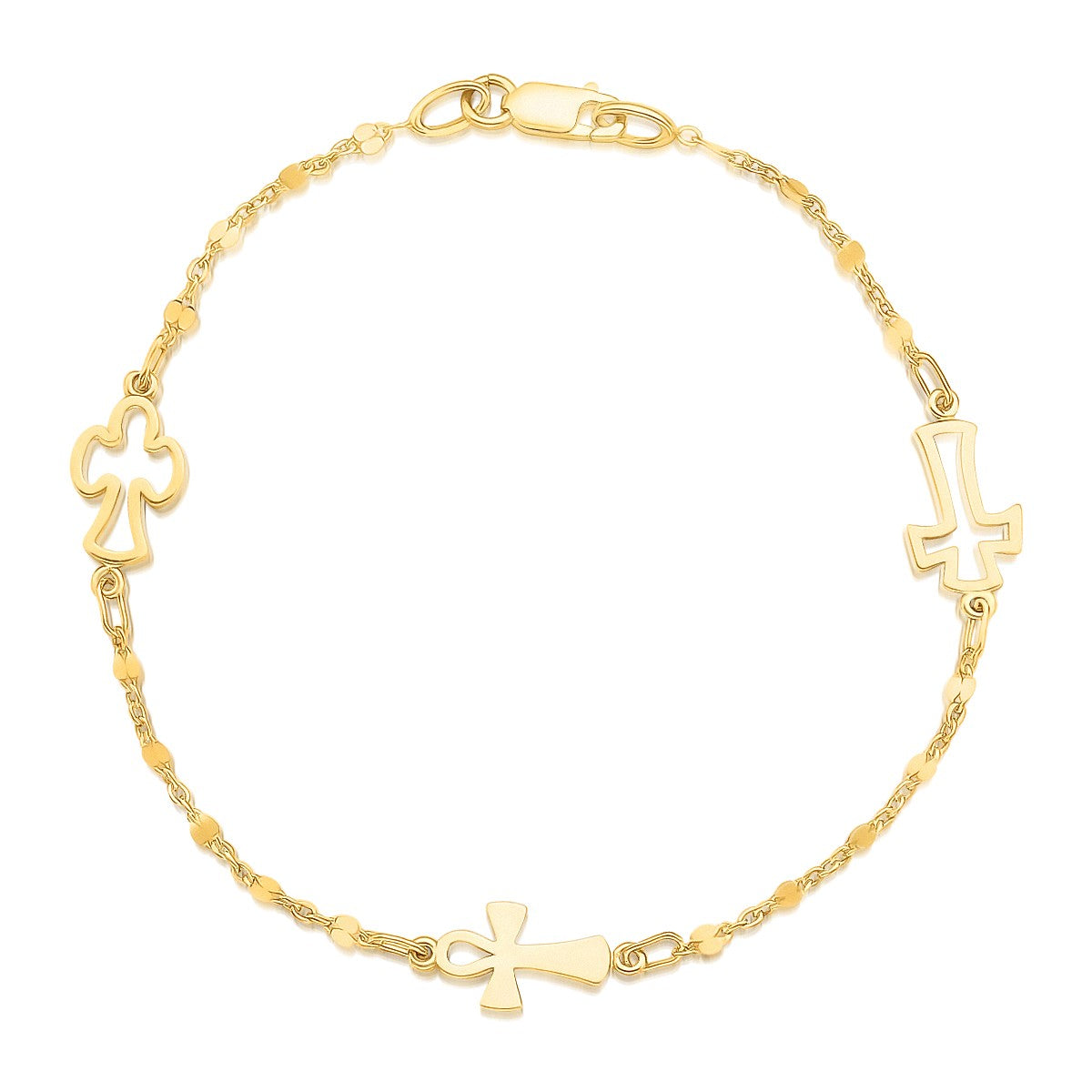 14k Yellow Gold Symbolic Cross Bracelet (6.35 mm)