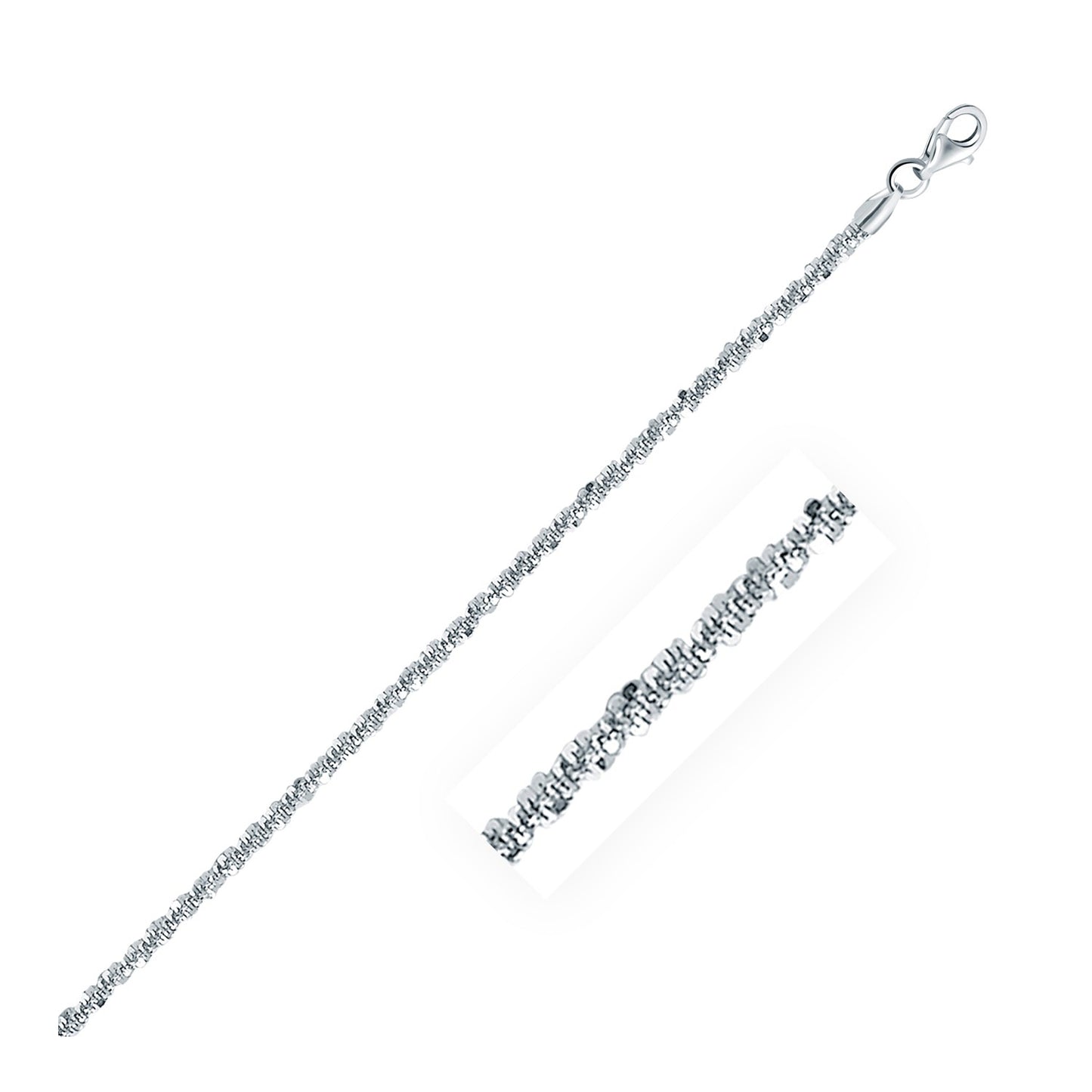 Rhodium Plated 2.2mm Sterling Silver Sparkle Style Chain (2.20 mm)