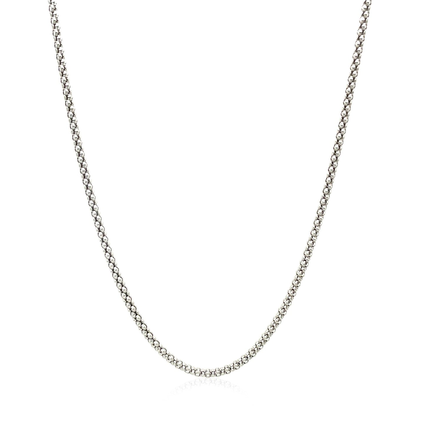 Rhodium Plated 1.8mm Sterling Silver Popcorn Style Chain (1.80 mm)