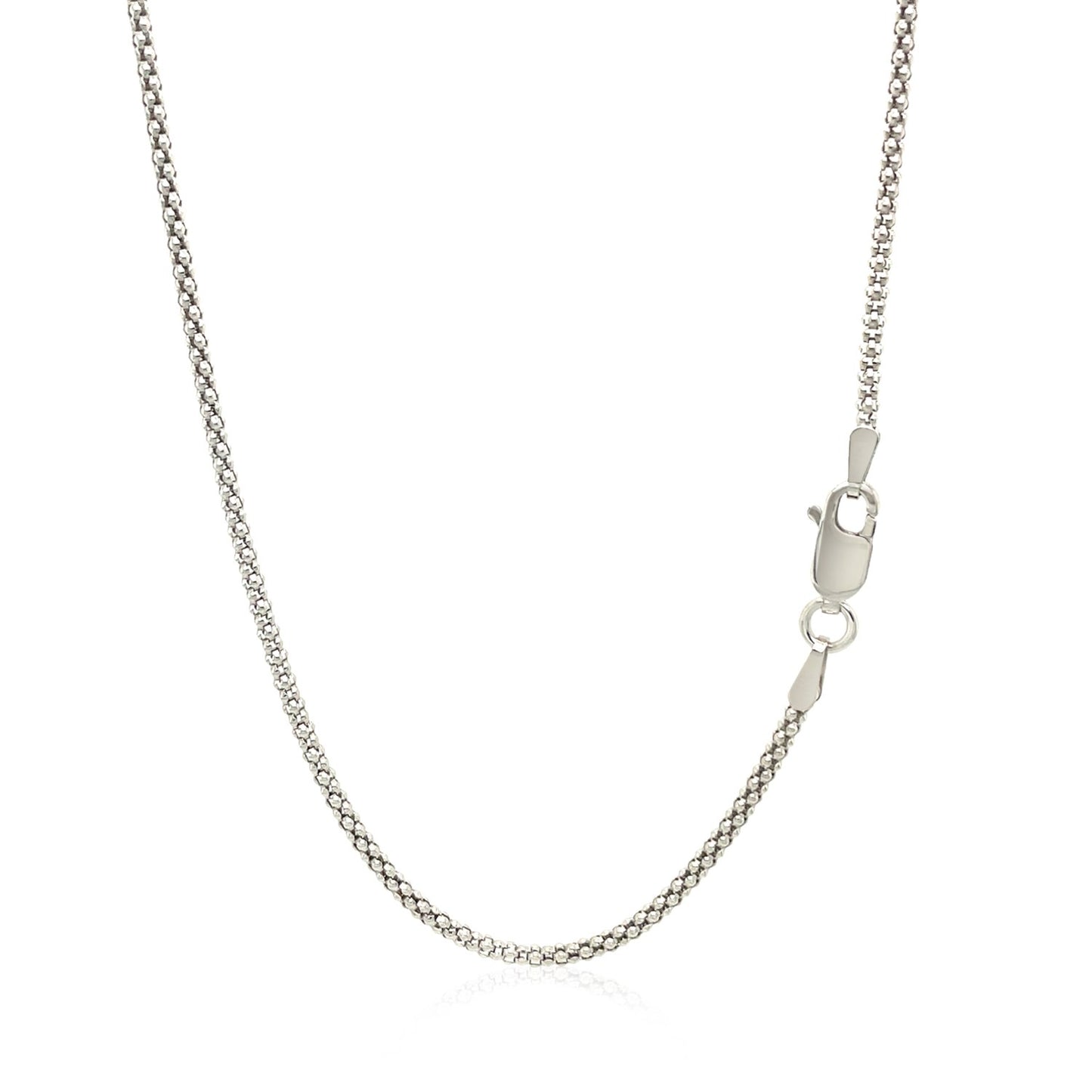Rhodium Plated 1.8mm Sterling Silver Popcorn Style Chain (1.80 mm)