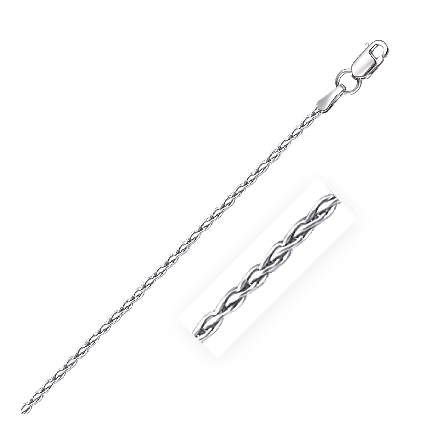 Sterling Silver Rhodium Plated Wheat Chain (1.50 mm)