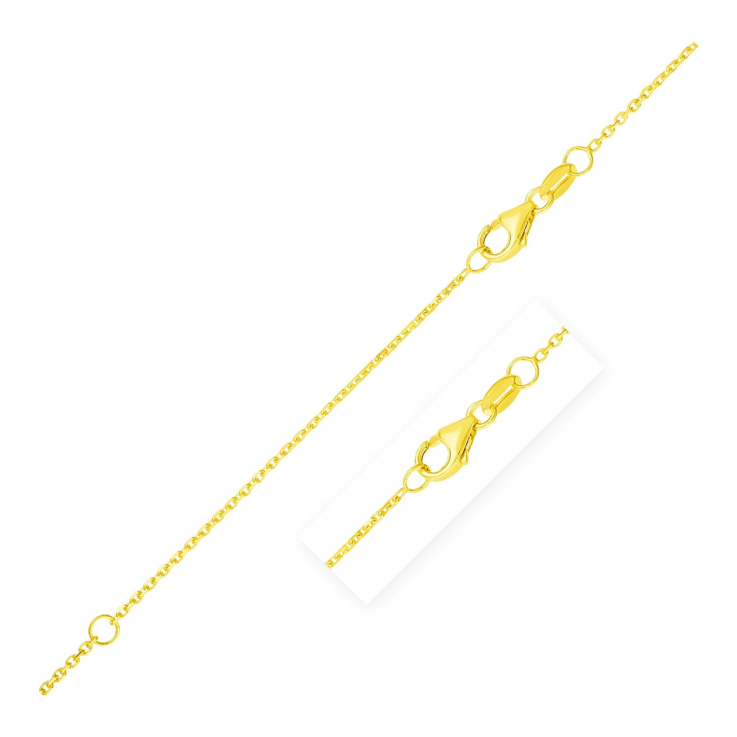 Double Extendable Diamond Cut Cable Chain in Yellow Gold (0.87 mm)