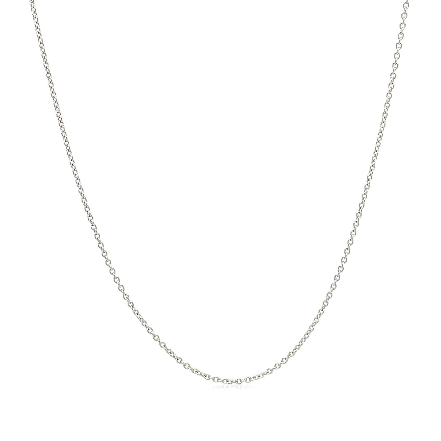 14k White Gold Oval Cable Link Chain (0.85 mm)