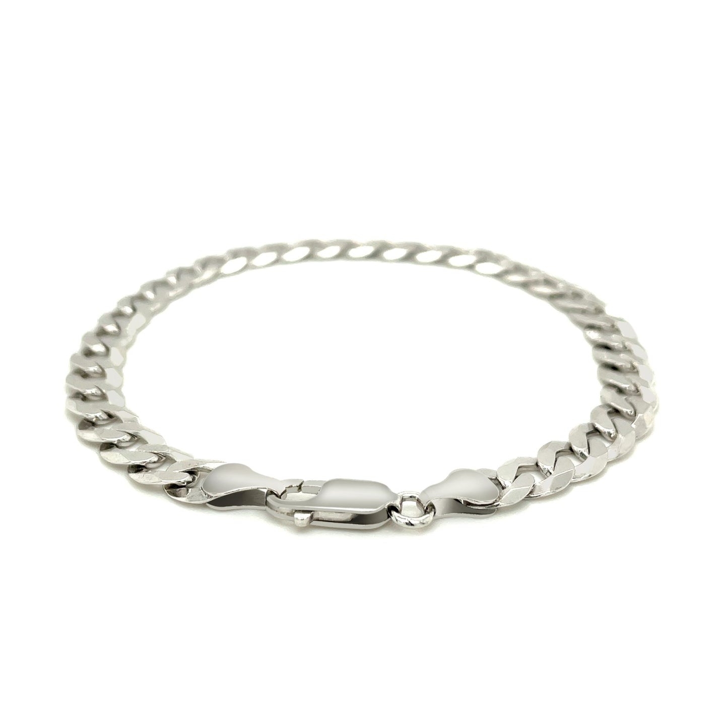 Rhodium Plated Sterling Silver Curb Style Bracelet (7.20 mm)