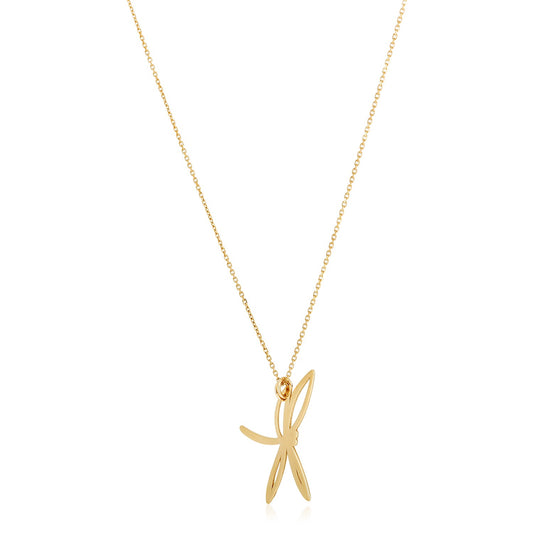 14k Yellow Gold High Polish Dragonfly Necklace